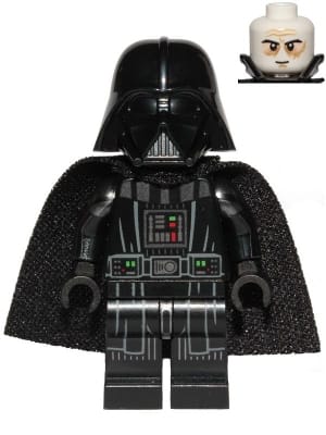 Source: BrickLink Darth Vader - Printed Arms, Spongy Cape, White Head with Smile
