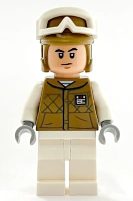 Source: BrickLink Hoth Rebel Trooper Dark Tan Uniform and Helmet, White Legs