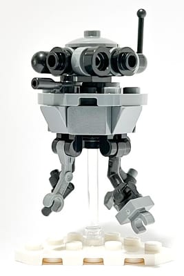 Source: BrickLink Imperial Probe Droid - Black and Dark Bluish Gray Body, White Plate Stand
