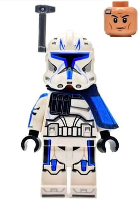 Clone Trooper Captain Rex, 501st Legion (Phase 2) - Blue Cloth Pauldron, Rangefinder, Printed White Arms