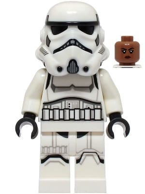 Imperial Stormtrooper - Female, Dual Molded Helmet with Light Bluish Gray Panels on Back, Shoulder Belts, Medium Brown Head