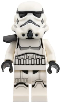 Imperial Stormtrooper - Male, Dual Molded Helmet with Light Bluish Gray Panels on Back, Shoulder Belts, Medium Nougat Head, Black Pauldron